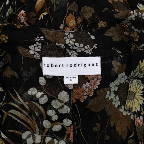 Robert Rodriguez Floral Tired Ruffle Silk Dress S Black Sheer Boho Whimsygoth - Picture 10 of 12